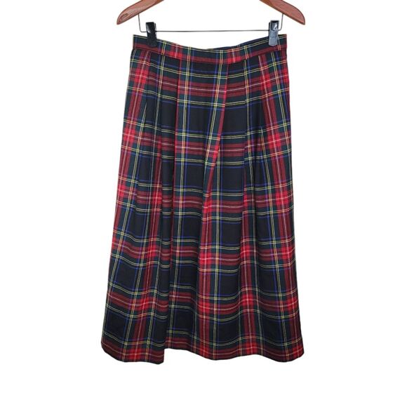 Lands End Tarten Plaid Wool Midi Skirt Size 12 - Picture 1 of 7
